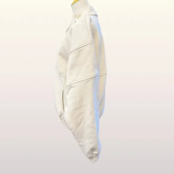 JOAH BROWN Retro Half Zip Pullover NWT Off White Luxe French Terry Oversized M/L - Picture 10 of 11